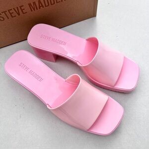 Steve Madden Harlan Jelly Block Mule Slide Shoes | Pink | Size 8